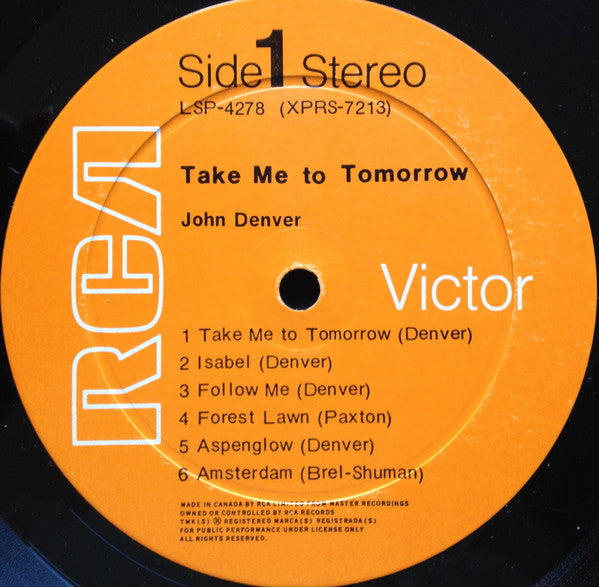 John Denver : Take Me To Tomorrow (LP, Album)