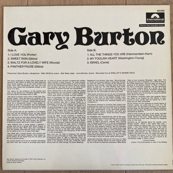 Gary Burton : Gary Burton (LP, Album)