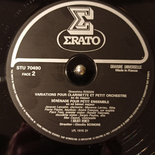 Gioacchino Rossini / Jacques Lancelot, I Solisti Veneti Dir: Claudio Scimone : Deux Sonates Pour Orchestre À Cordes (LP, Album)