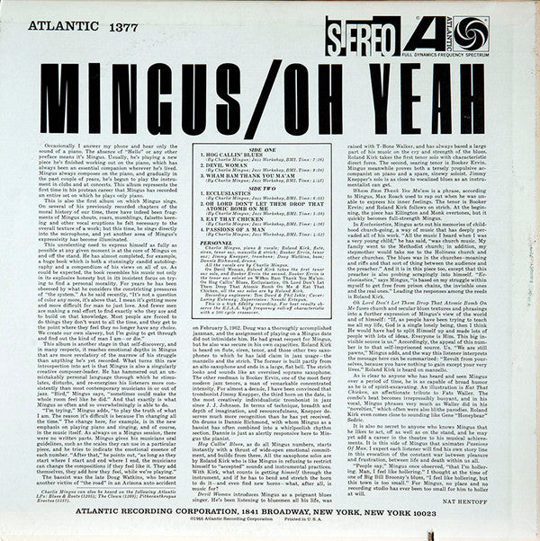 Charles Mingus : Oh Yeah (LP, Album, RE)