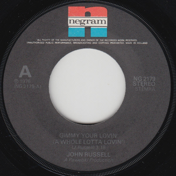 Big John Russell : Gimmy Your Lovin' (A Whole Lotta Lovin') (7", Single)