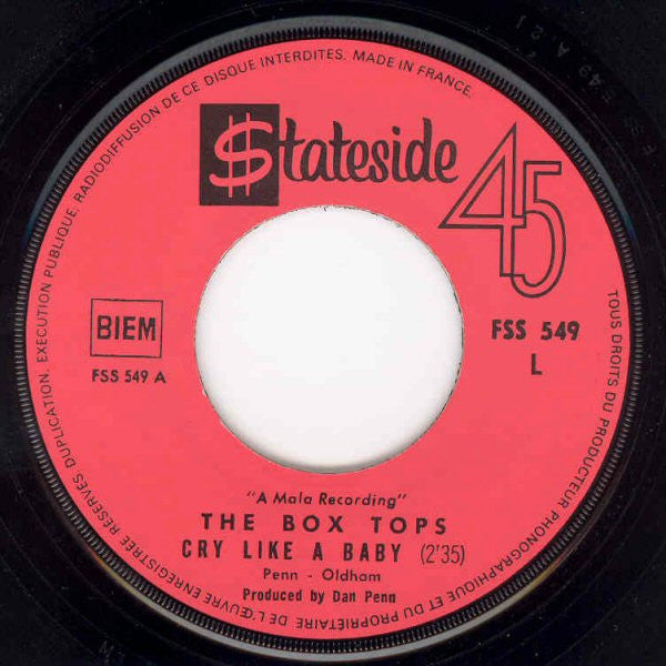 Box Tops : Cry Like A Baby (7", Single)