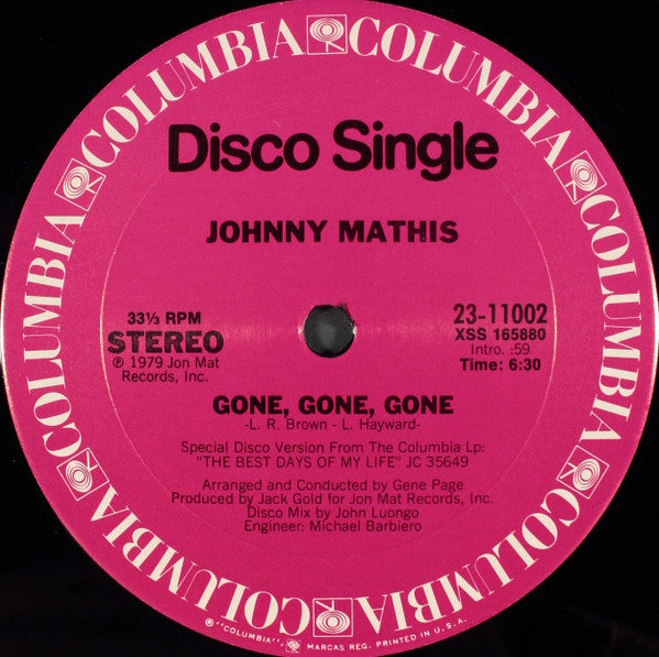 Johnny Mathis : Begin The Beguine / Gone, Gone, Gone (12", Single)