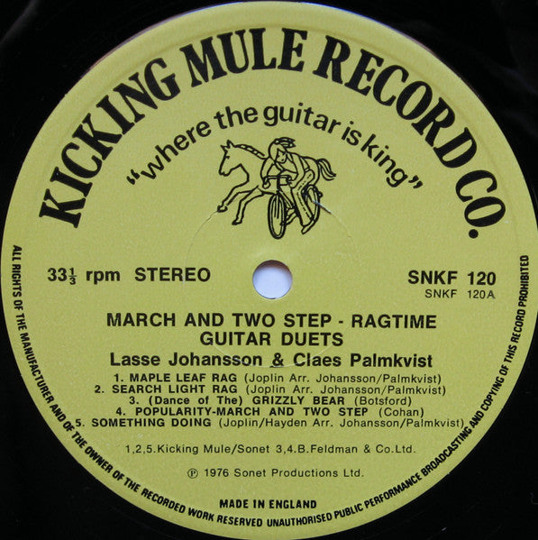 Lasse Johansson (2) - Claes Palmkvist : Ragtime Guitar Duets (March & Two-Step) (LP, Album)