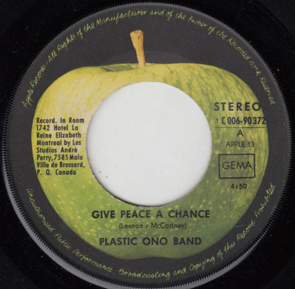 The Plastic Ono Band : Give Peace A Chance / Remember Love (7", Single, RE)