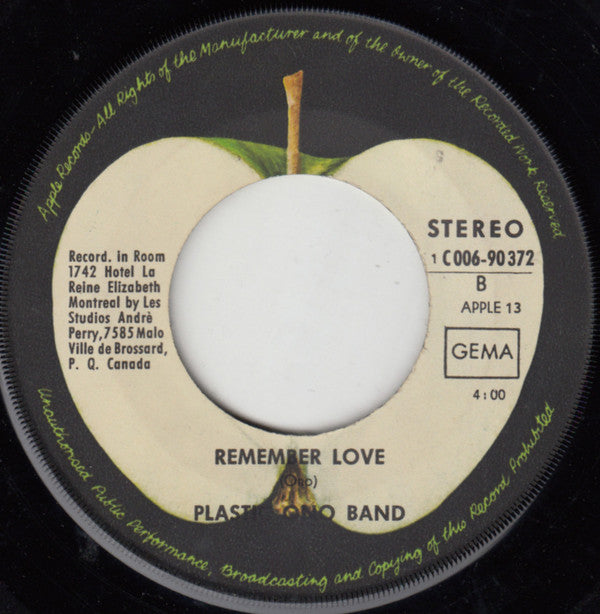 The Plastic Ono Band : Give Peace A Chance / Remember Love (7", Single, RE)