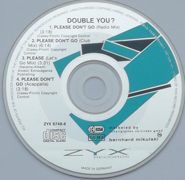 Double You : Please Don't Go (CD, Single, Car)