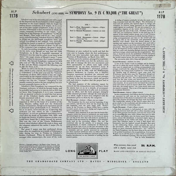 Franz Schubert, Hallé Orchestra, Sir John Barbirolli : Symphony In C Major ("The Great") (LP, Mono)