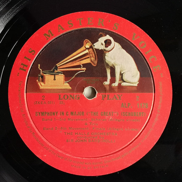 Franz Schubert, Hallé Orchestra, Sir John Barbirolli : Symphony In C Major ("The Great") (LP, Mono)