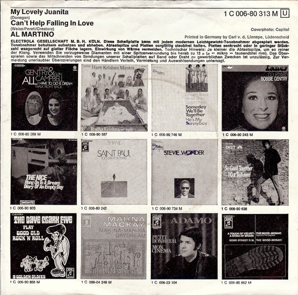 Al Martino : My Lovely Juanita / Can't Help Falling In Love (7", Single)