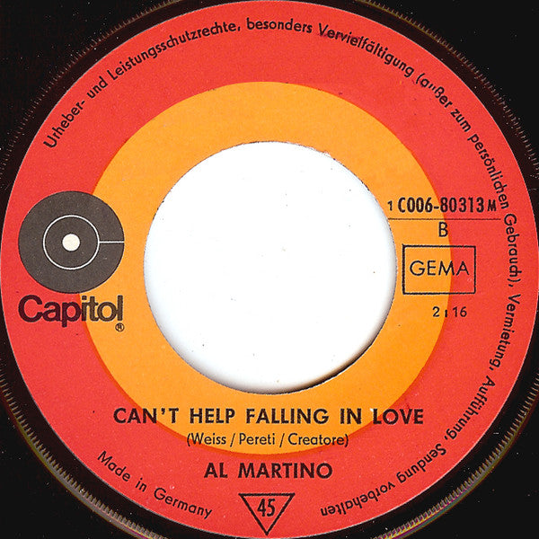 Al Martino : My Lovely Juanita / Can't Help Falling In Love (7", Single)