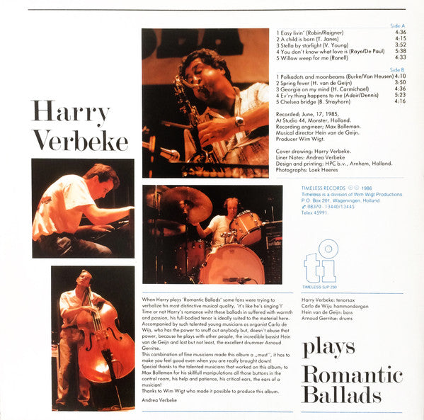 Harry Verbeke : Harry Verbeke Plays Romantic Ballads (LP)