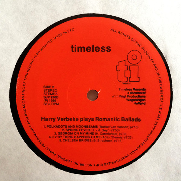 Harry Verbeke : Harry Verbeke Plays Romantic Ballads (LP)
