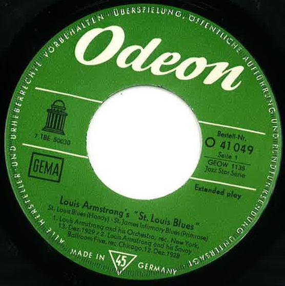 Louis Armstrong : Louis Armstrong's St. Louis Blues (7", EP)