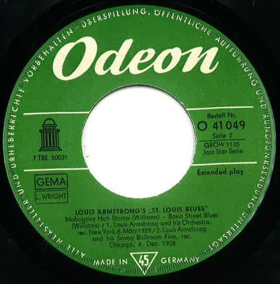 Louis Armstrong : Louis Armstrong's St. Louis Blues (7", EP)