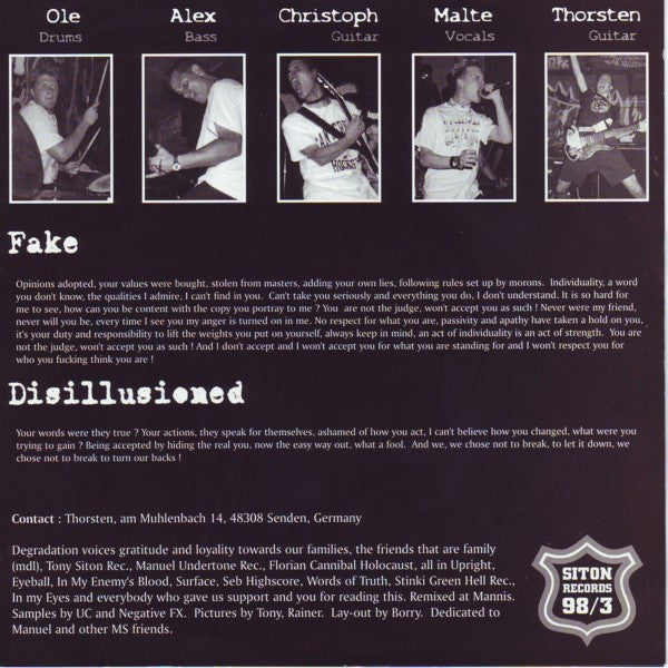 Degradation : Still Screaming (7", EP, Ltd, RE, Ora)