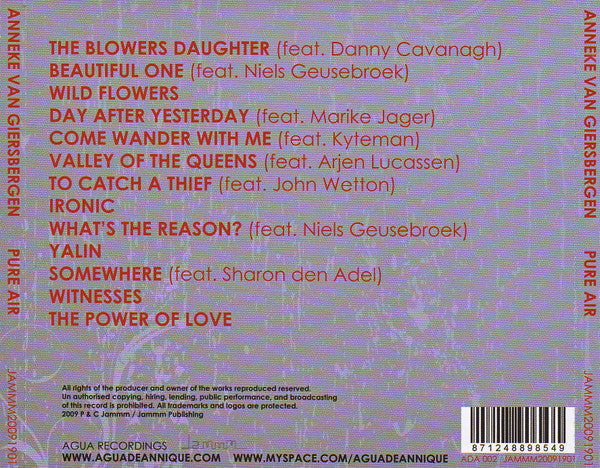 Anneke van Giersbergen With Agua De Annique : Pure Air (CD, Album)