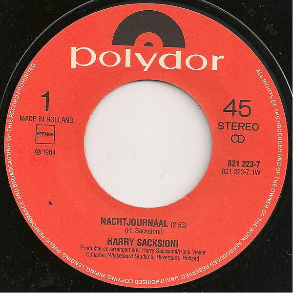 Harry Sacksioni : Nachtjournaal (7", Single)