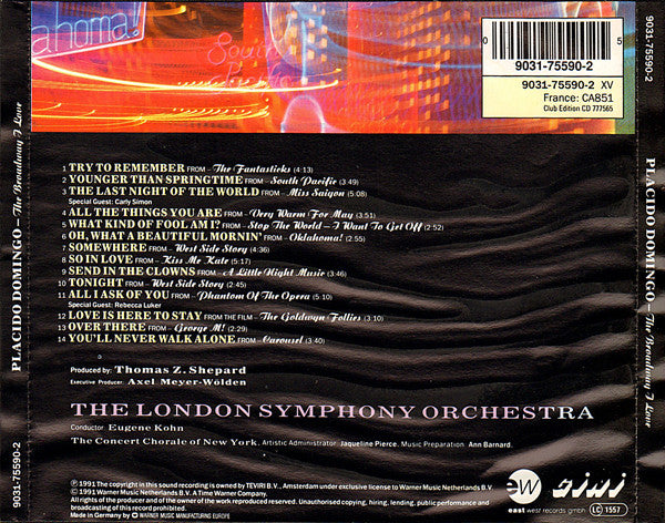 Placido Domingo : The Broadway I Love (CD, Album)