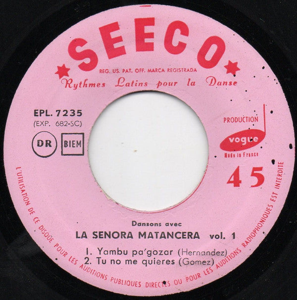 La Sonora Matancera : Dansons Avec La Sonora Matancera Vol. 1 (7", EP)