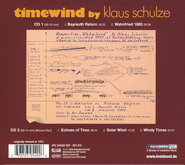 Klaus Schulze : Timewind (CD, Album, RE + CD + Dig)