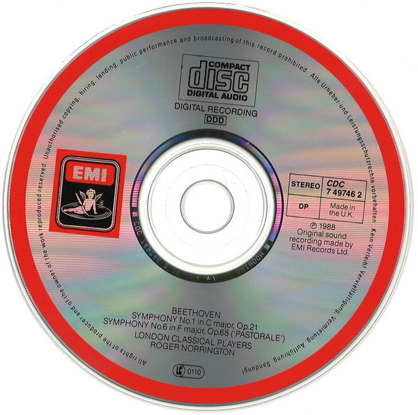 Ludwig van Beethoven - London Classical Players, Roger Norrington : Sinfonien = Symphonies 1 & 6 "Pastorale" (CD, Album)