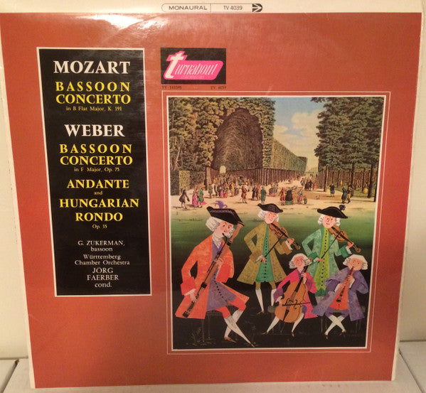 George Zukerman, Württembergisches Kammerorchester, Jörg Faerber : Weber / Mozart: Bassoon Concerti (LP, Mono)