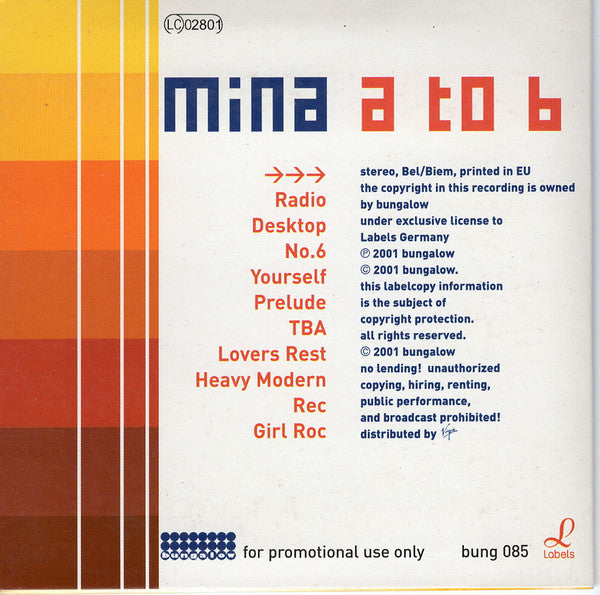 Mina : A To B (CD, Album, Promo, Car)