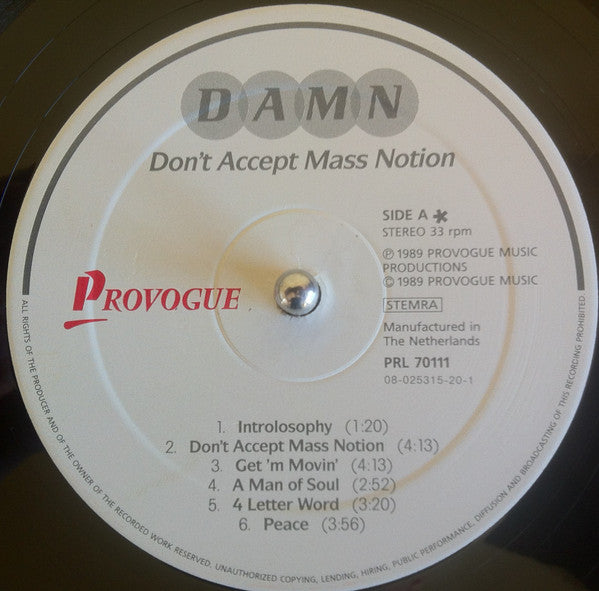 D.A.M.N. : Don't Accept Mass Notion (LP, Album)