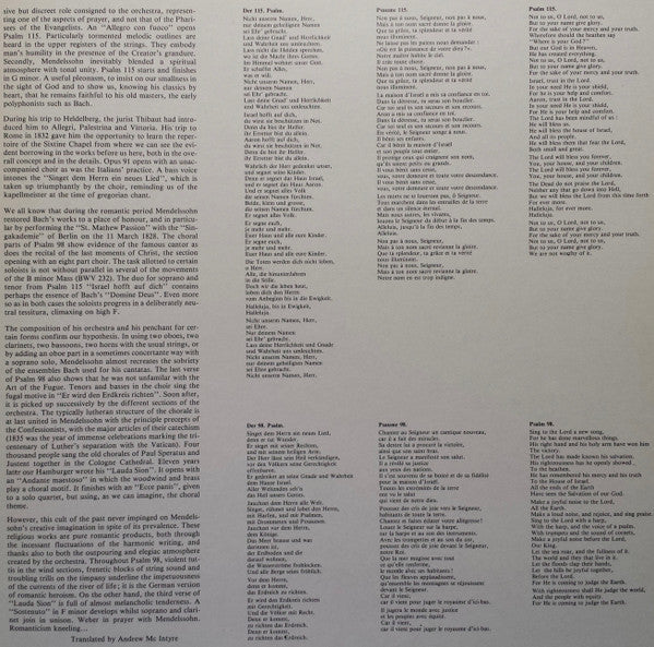 Felix Mendelssohn-Bartholdy, Gulbenkian Orchestra, Michel Corboz : Psaumes  Vol.2 (LP)