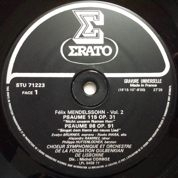 Felix Mendelssohn-Bartholdy, Gulbenkian Orchestra, Michel Corboz : Psaumes  Vol.2 (LP)