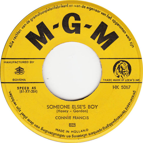 Connie Francis : Breakin' In A Brand New Broken Heart (7", Single)