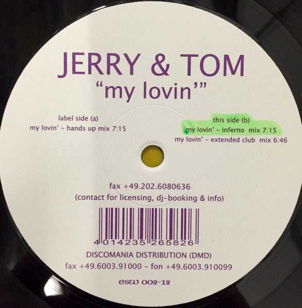 Jerry & Tom : My Lovin' (12")