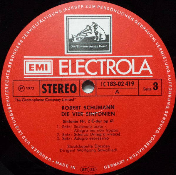 Robert Schumann – Wolfgang Sawallisch, Staatskapelle Dresden : Die Vier Sinfonien / Ouvertüre, Scherzo & Finale / Manfred-Ouvertüre (3xLP, RP + Box)