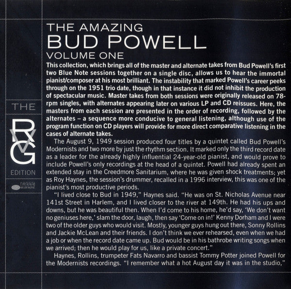 Bud Powell : The Amazing Bud Powell, Volume One (CD, Album, RE, RM)