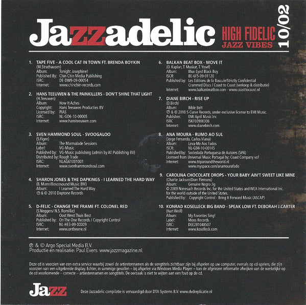 Various : Jazzadelic 10.2 High-Fidelic Jazz Vibes (CD, Comp, Promo)