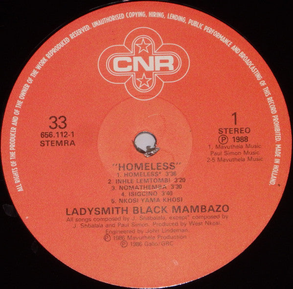 Ladysmith Black Mambazo : Homeless (LP)