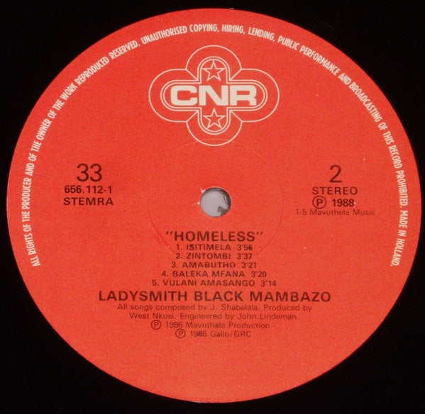 Ladysmith Black Mambazo : Homeless (LP)