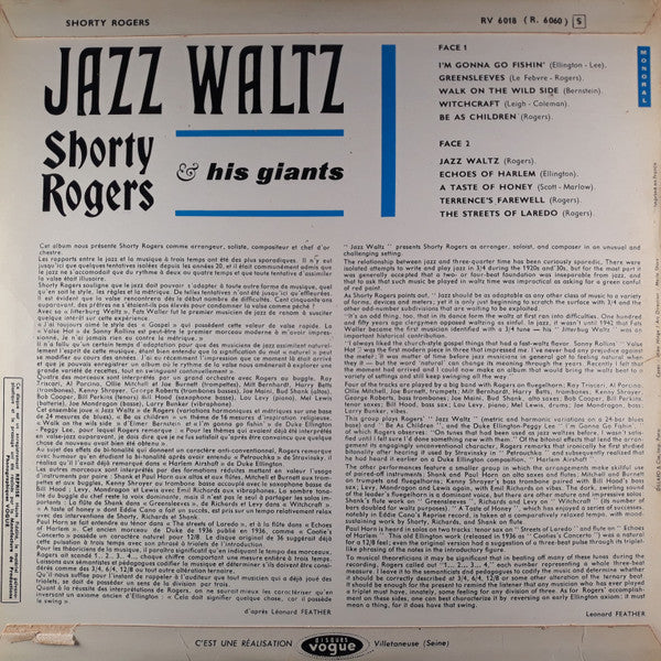 Shorty Rogers And His Giants : Jazz Waltz (LP, Album, Mono)