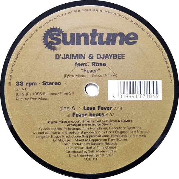 Djaimin & Djaybee Feat. Rose : Fever (12")