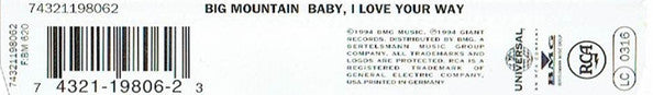 Big Mountain : Baby, I Love Your Way (CD, Single)