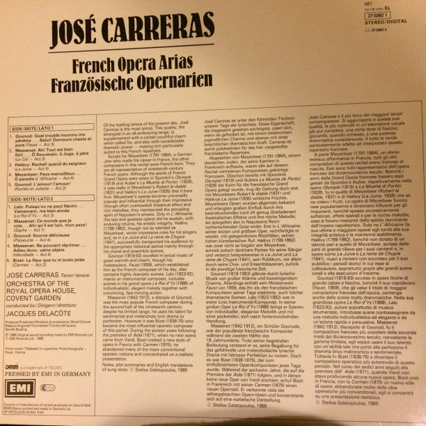 José Carreras, Orchestra Of The Royal Opera House, Covent Garden, Jacques Delacôte : French Opera Arias (LP, Dig)