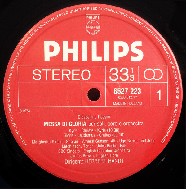 Herbert Handt, Gioacchino Rossini, BBC Singers, English Chamber Orchestra : Messa Di Gloria (LP)