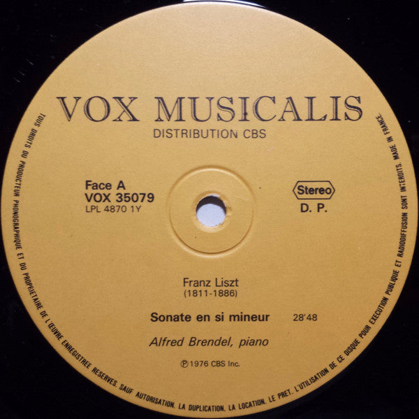 Franz Liszt, Alfred Brendel : Sonate En Si Mineur (LP)