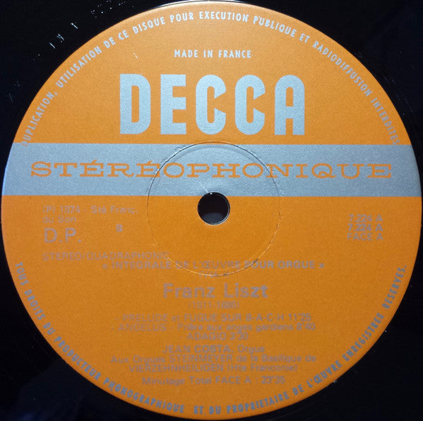 Franz Liszt, Jean Costa (2) : Intégrale De L'Œuvre Pour Orgue = Complete Works For Organ (4xLP, Comp, Quad, Box + Box)