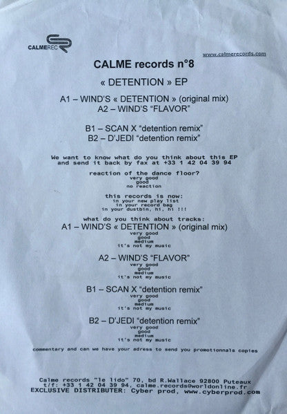 Winds : Detention EP (12", EP, Promo, W/Lbl)