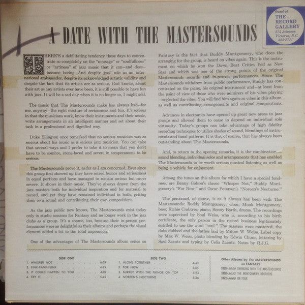 The Mastersounds : A Date With The Mastersounds (LP, Album, Mono, Red)