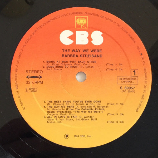 Barbra Streisand : The Way We Were (LP, Album, RE)
