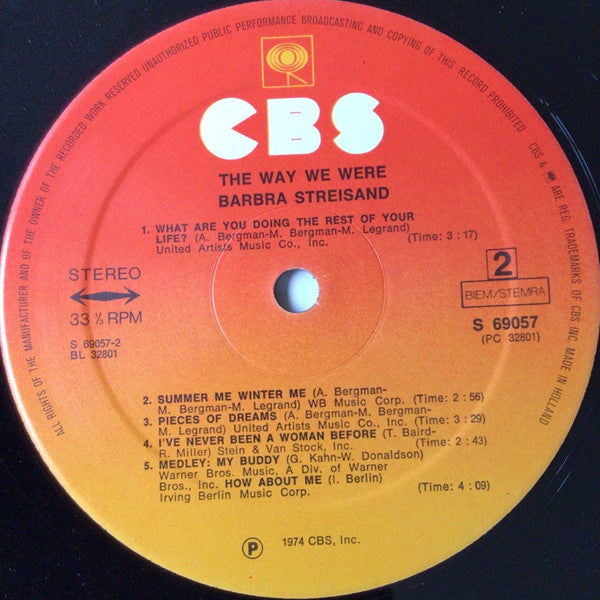 Barbra Streisand : The Way We Were (LP, Album, RE)