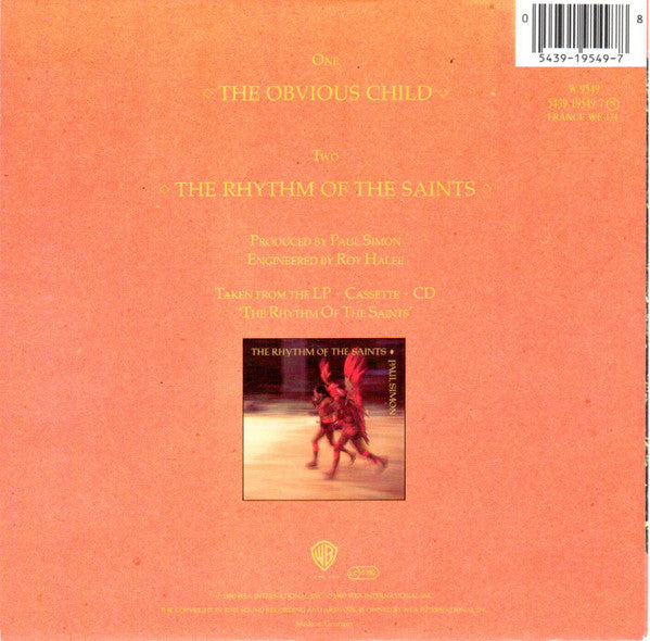 Paul Simon : The Obvious Child (7", Single, Sol)